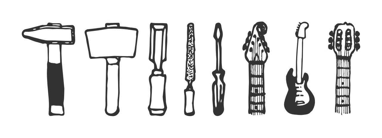 Handgetekende werktools voor het herstellen van muziekinstrumenten - Handvaardig