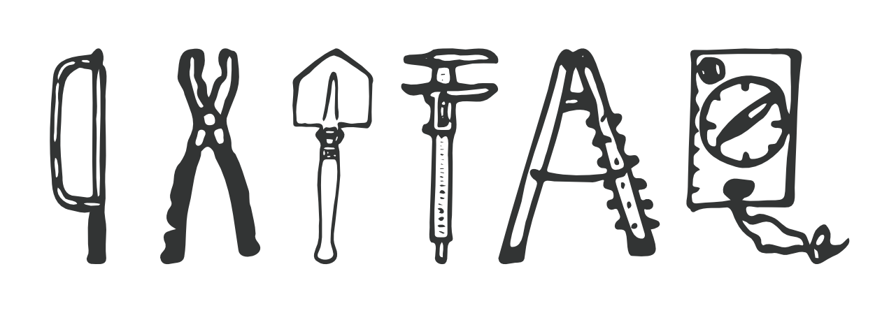 Handgetekende werktools op een rijtje - Handvaardig - combinatie 1